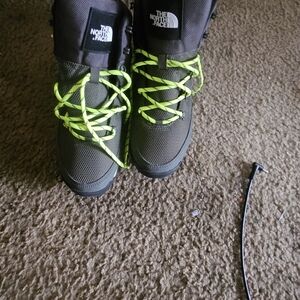The North Face Gray Boots with Bright Green Laces
